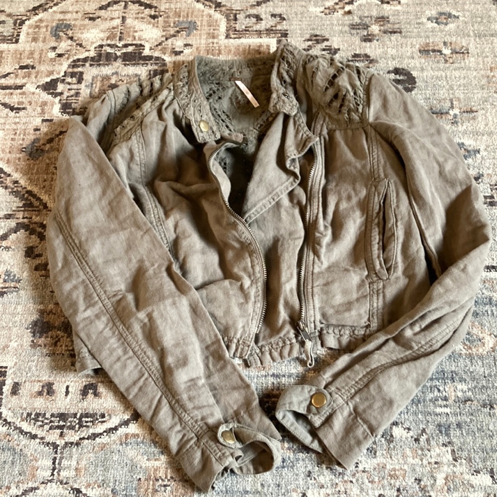 Free people olive cutout Moro jacket
